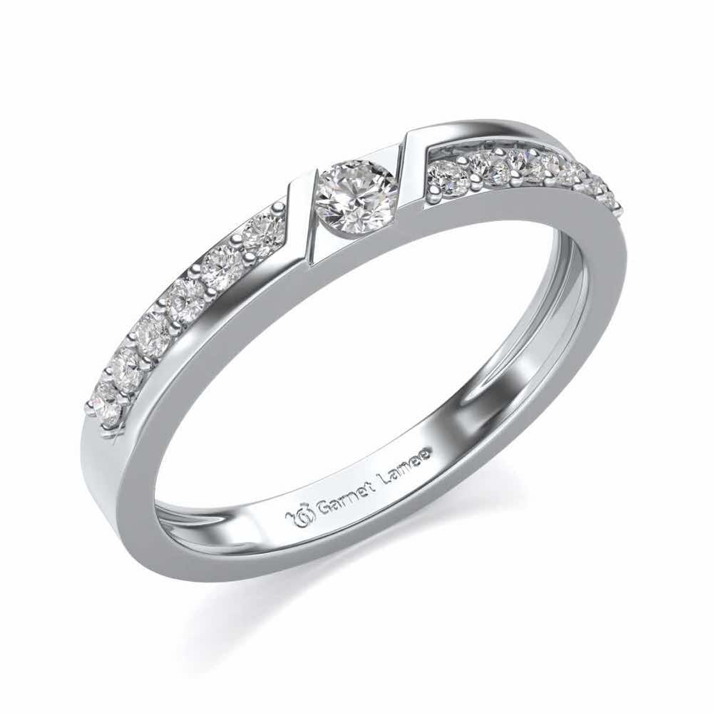 Damsel Solitaire Silver Ring - White Gold - Image 1