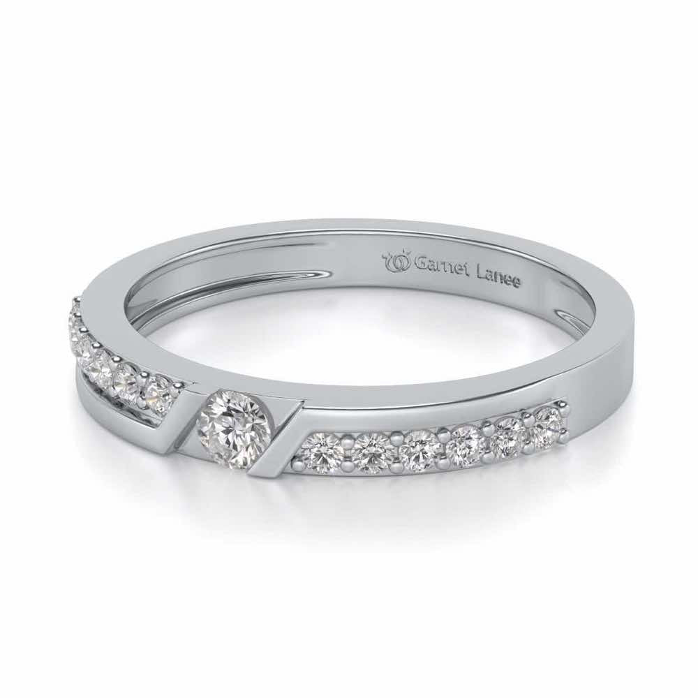 Damsel Solitaire Silver Ring - White Gold - Image 2