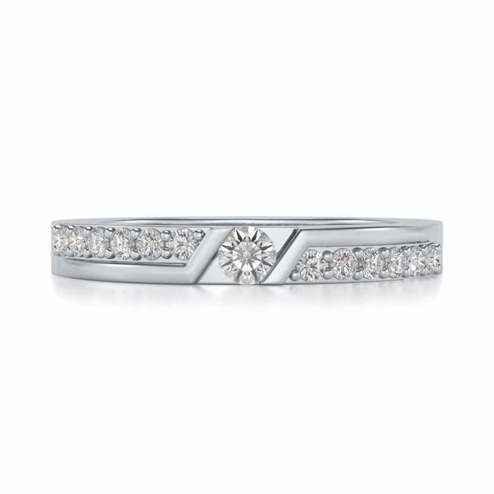 Damsel Solitaire Silver Ring - White Gold - Image 4