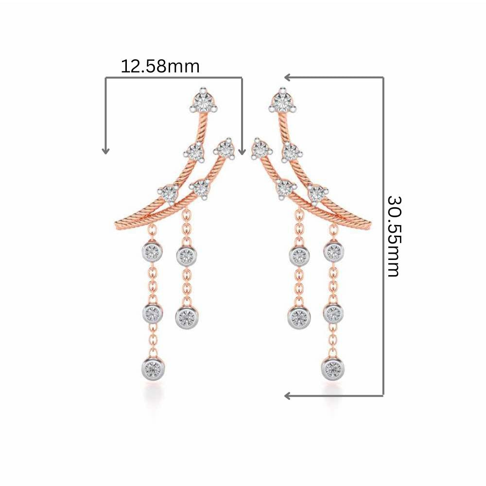 Dancy Silver Danglers - Rose Gold - Image 2