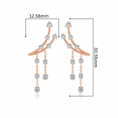 Dancy Silver Danglers - Rose Gold - Image 2