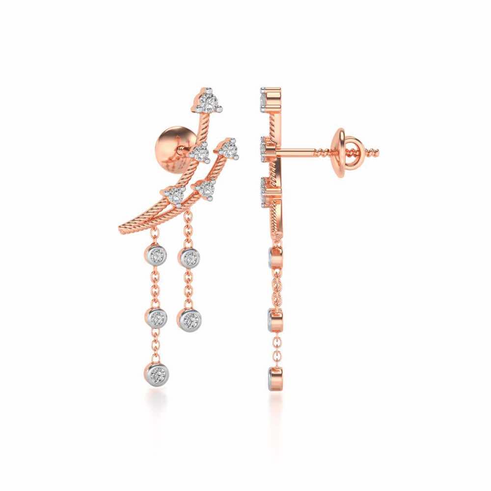 Dancy Silver Danglers - Rose Gold - Image 4