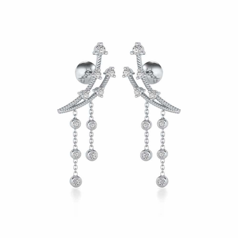 Dancy Silver Danglers - White Gold - Image 1