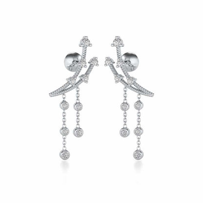 Dancy Silver Danglers - White Gold - Image 1