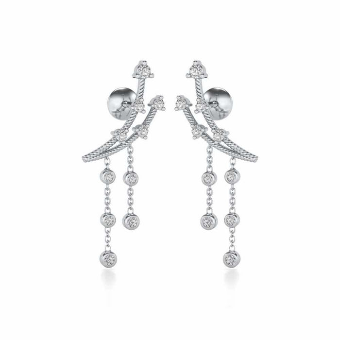 Dancy Silver Danglers - White Gold - Image 1