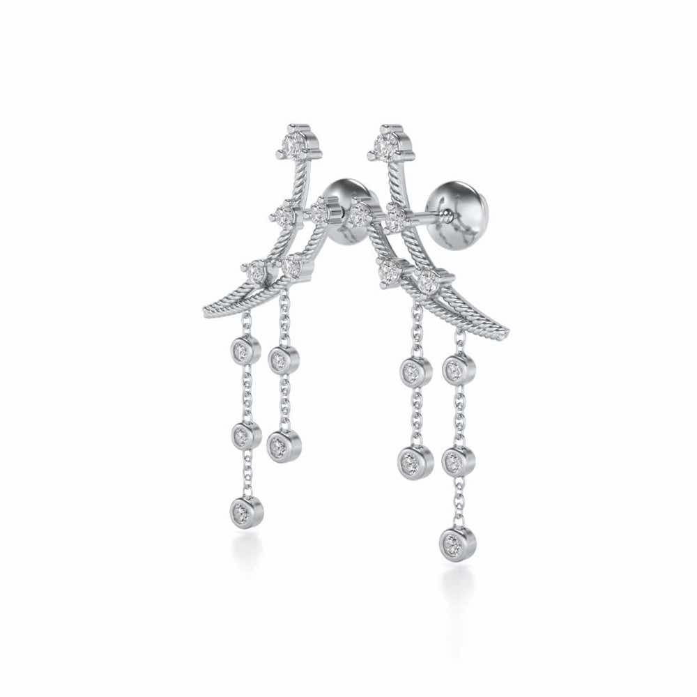 Dancy Silver Danglers - White Gold - Image 3