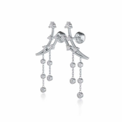 Dancy Silver Danglers - White Gold - Image 3