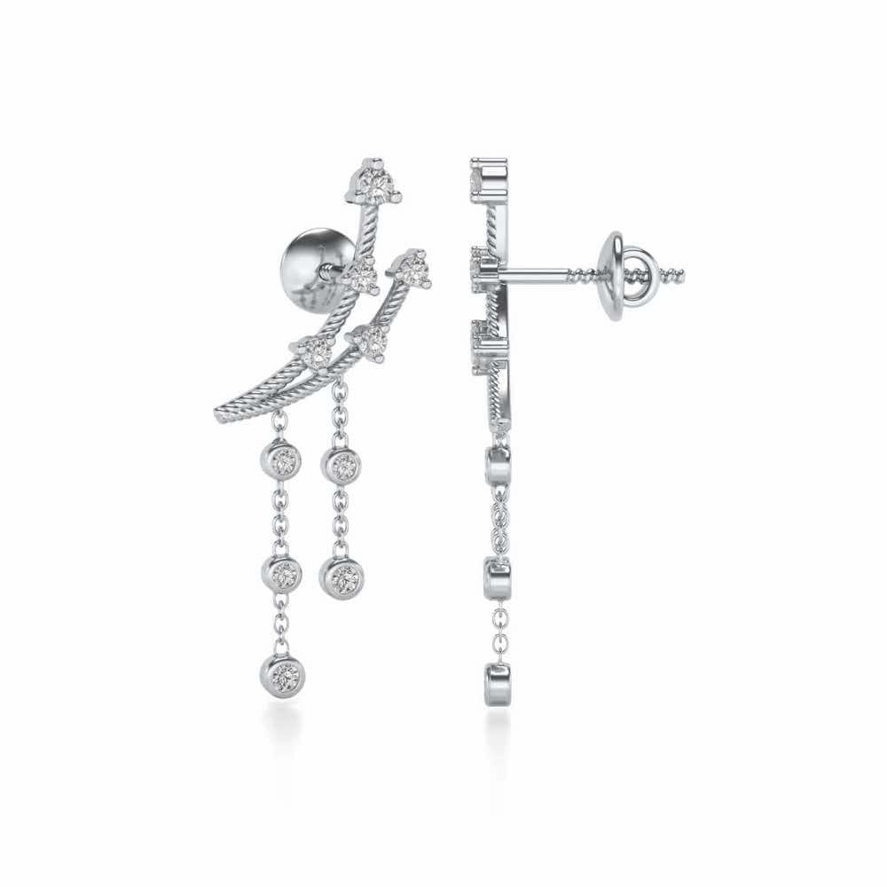 Dancy Silver Danglers - White Gold - Image 4