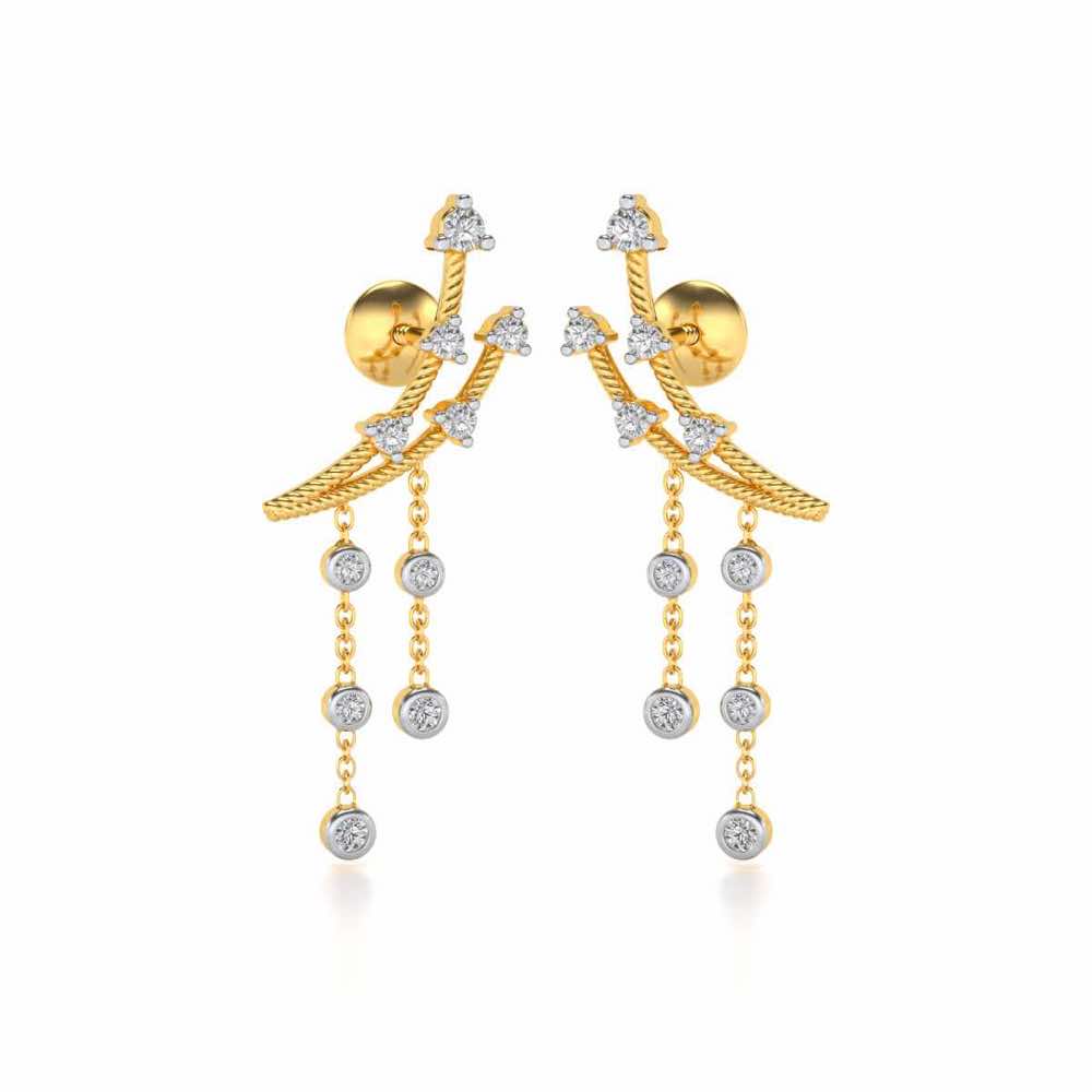 Dancy Silver Danglers - Yellow Gold - Image 1