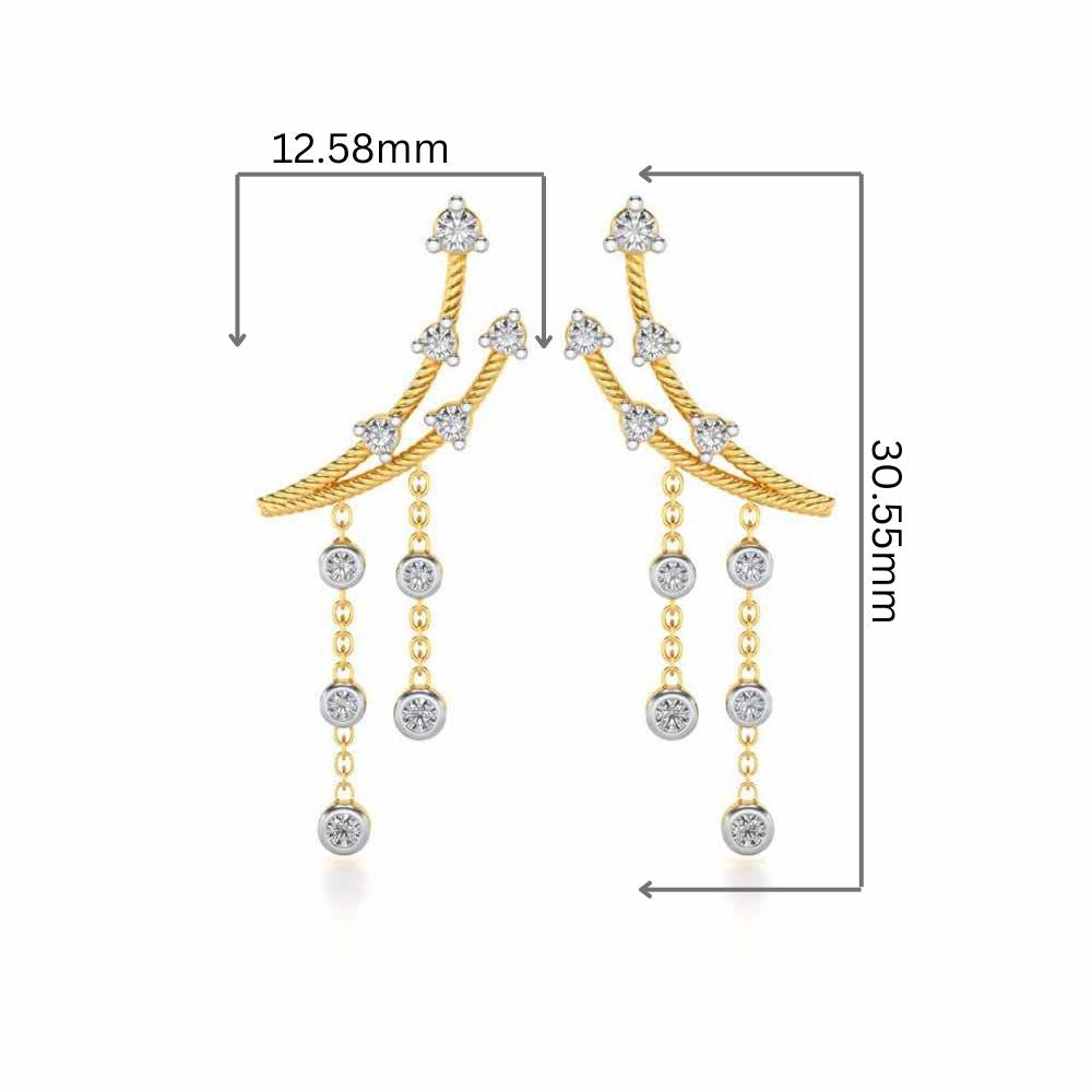 Dancy Silver Danglers - Yellow Gold - Image 2