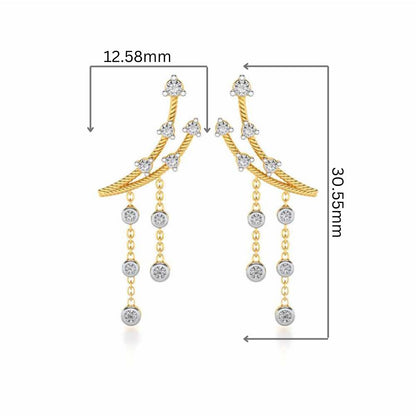 Dancy Silver Danglers - Yellow Gold - Image 2