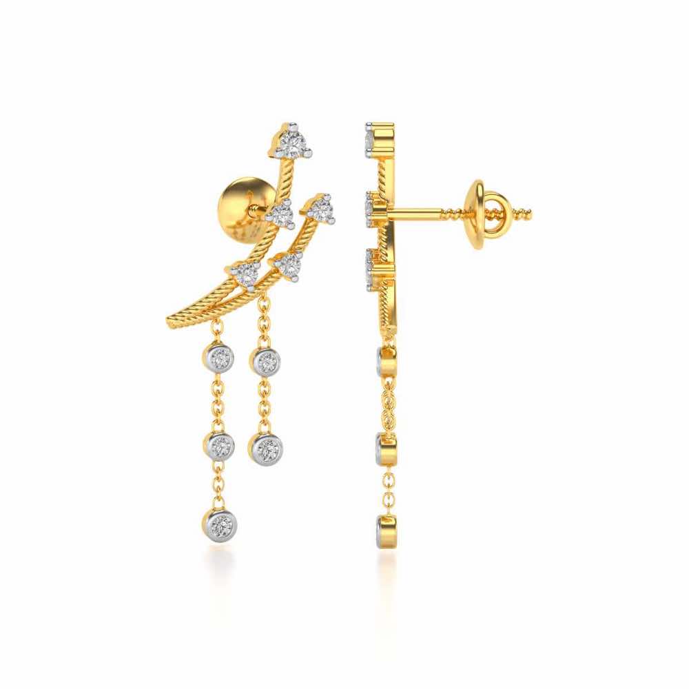 Dancy Silver Danglers - Yellow Gold - Image 4