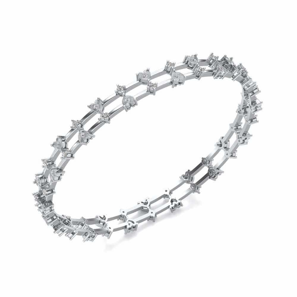 Dara Silver Bangles - White Gold - Image 1