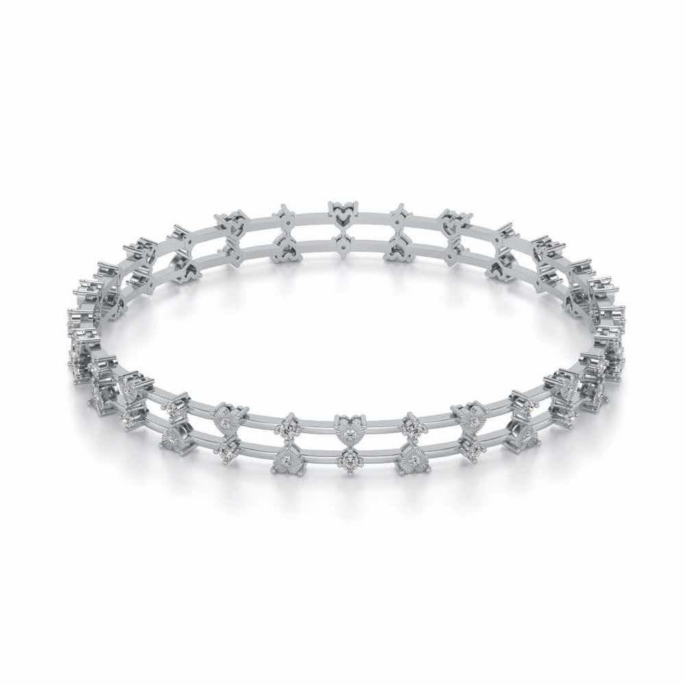 Dara Silver Bangles - White Gold - Image 2