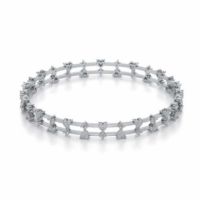 Dara Silver Bangles - White Gold - Image 2