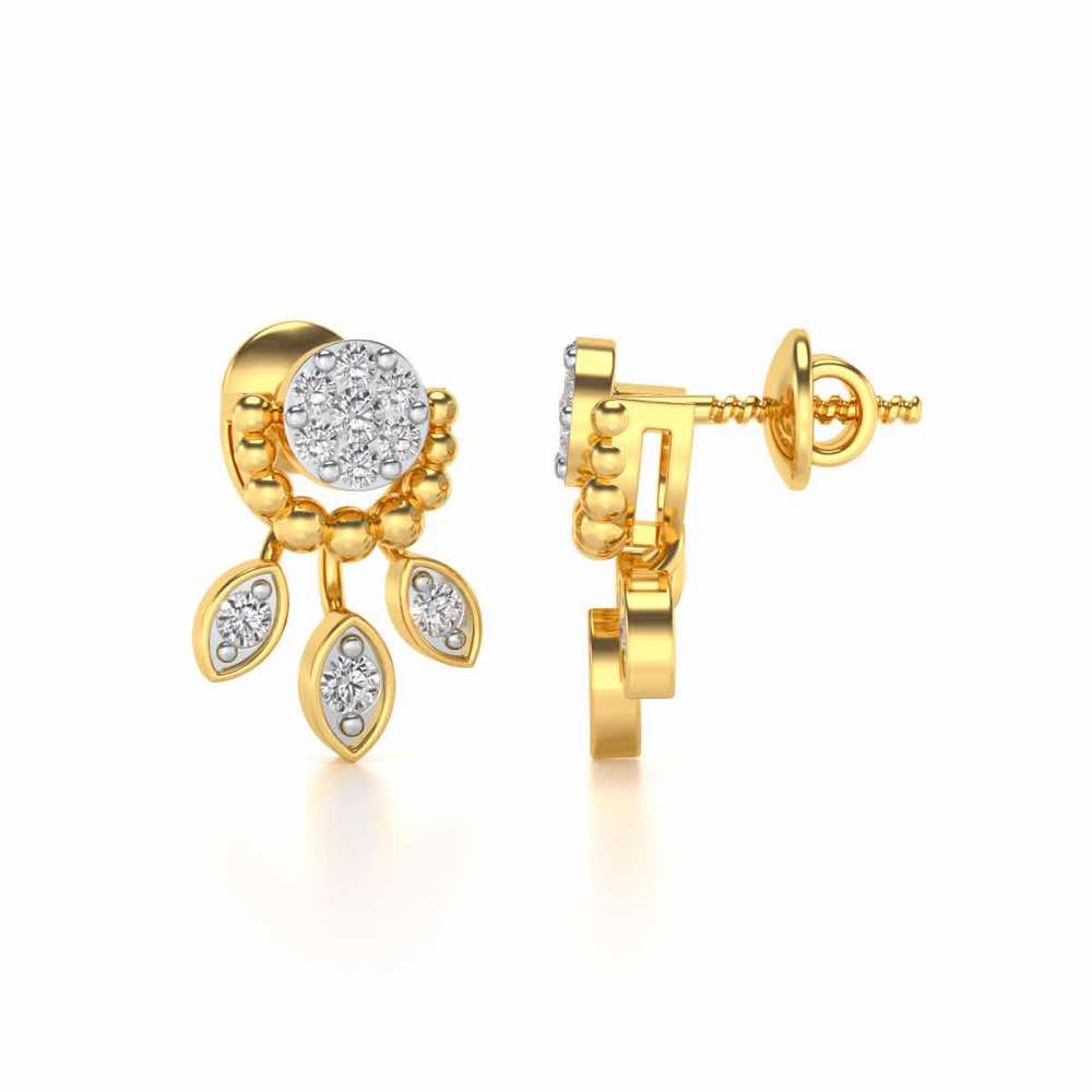 Darpanika Silver Earrings - Yellow Gold - Image 3