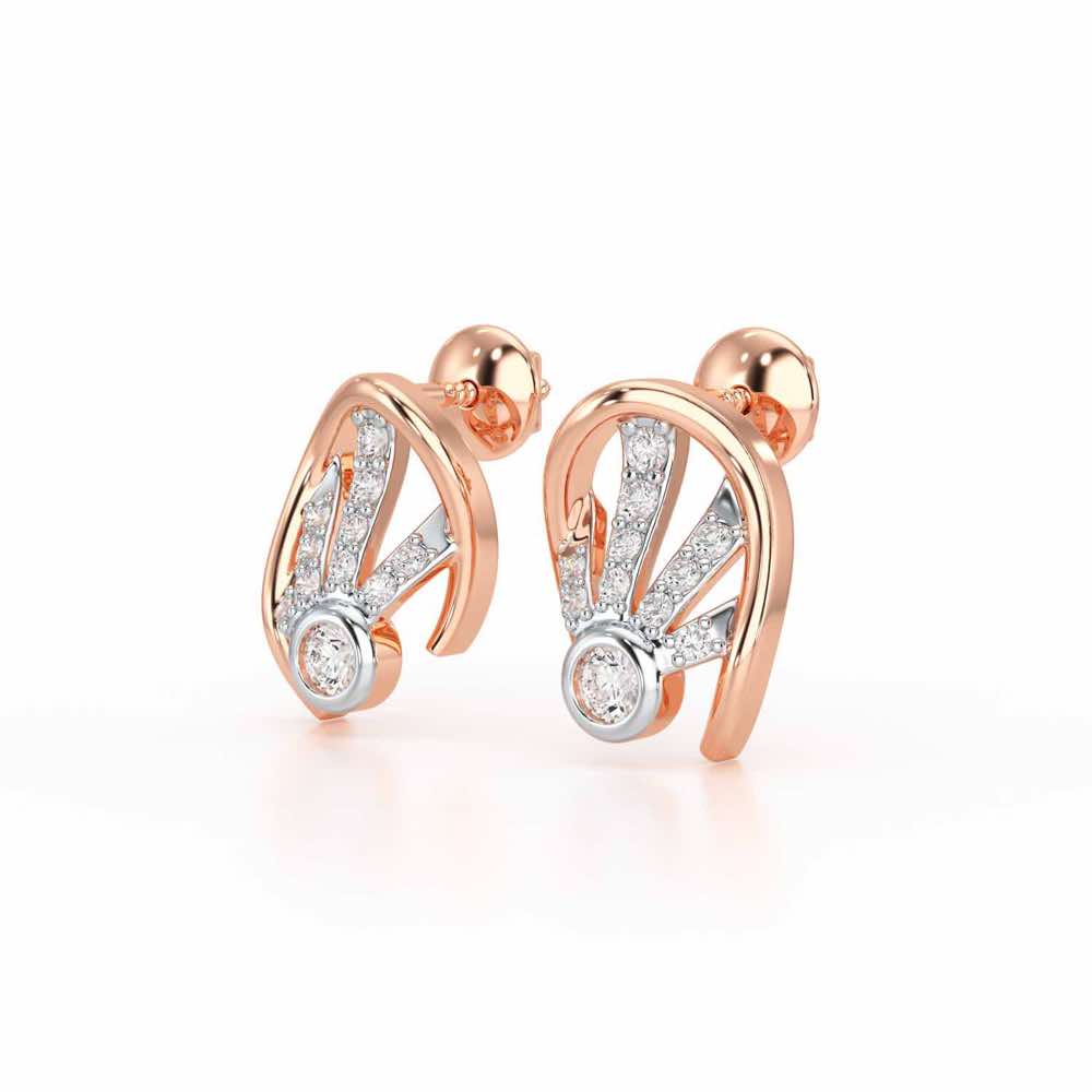 Dazzle Drops Silver Earrings - Rose Gold - Image 3