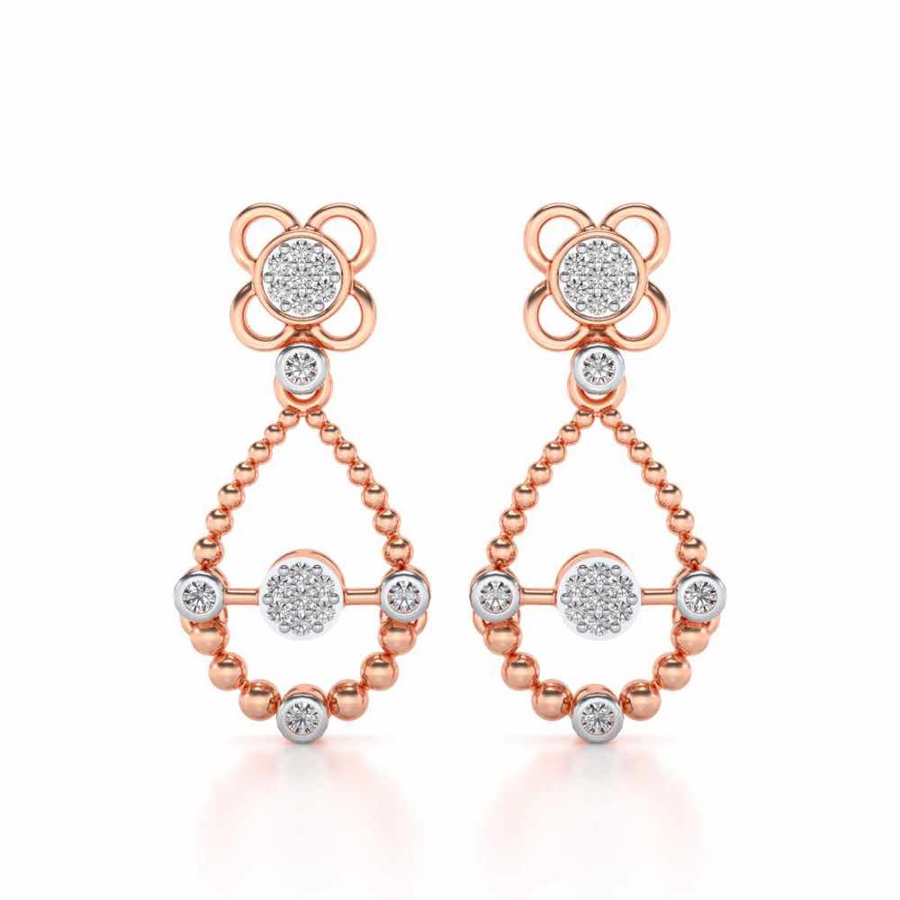 Dazzle Flower Drops Earrings - Rose Gold - Image 1