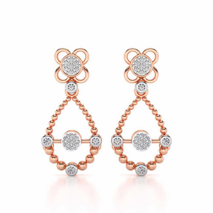 Dazzle Flower Drops Earrings - Rose Gold - Image 1