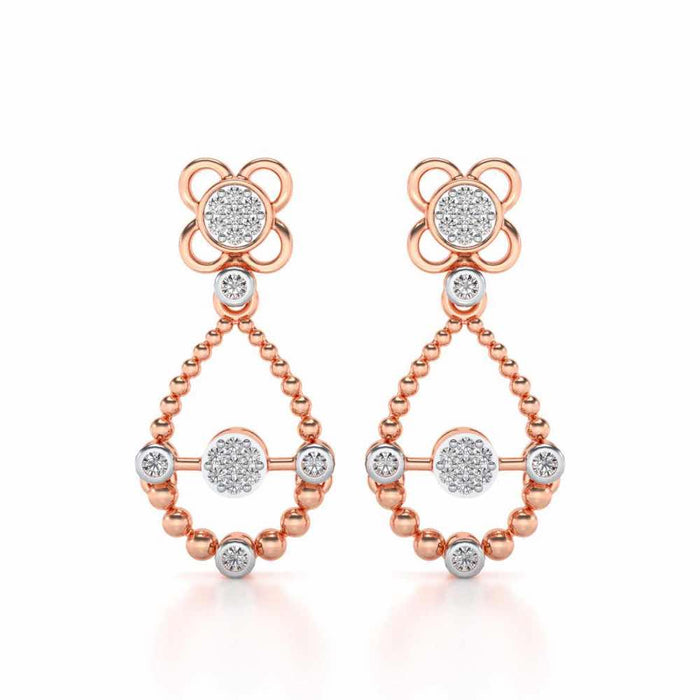 Dazzle Flower Drops Earrings - Rose Gold - Image 1