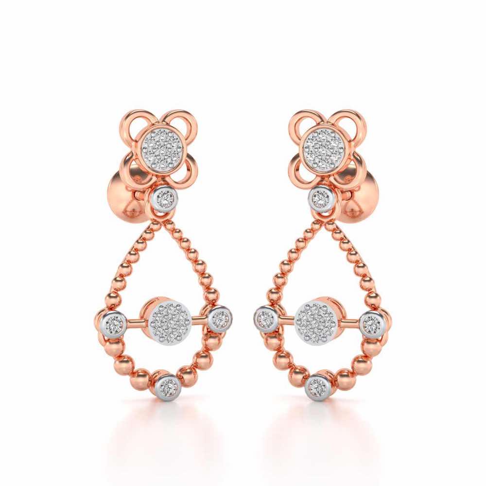 Dazzle Flower Drops Earrings - Rose Gold - Image 2
