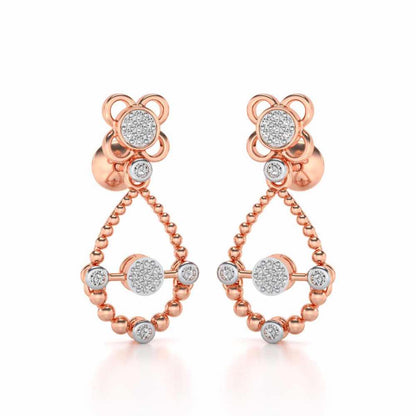 Dazzle Flower Drops Earrings - Rose Gold - Image 2