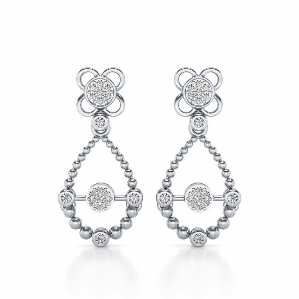 Dazzle Flower Drops Earrings - White Gold - Image 1