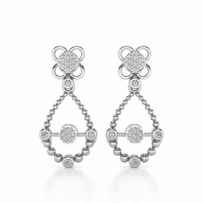 Dazzle Flower Drops Earrings - White Gold - Image 1