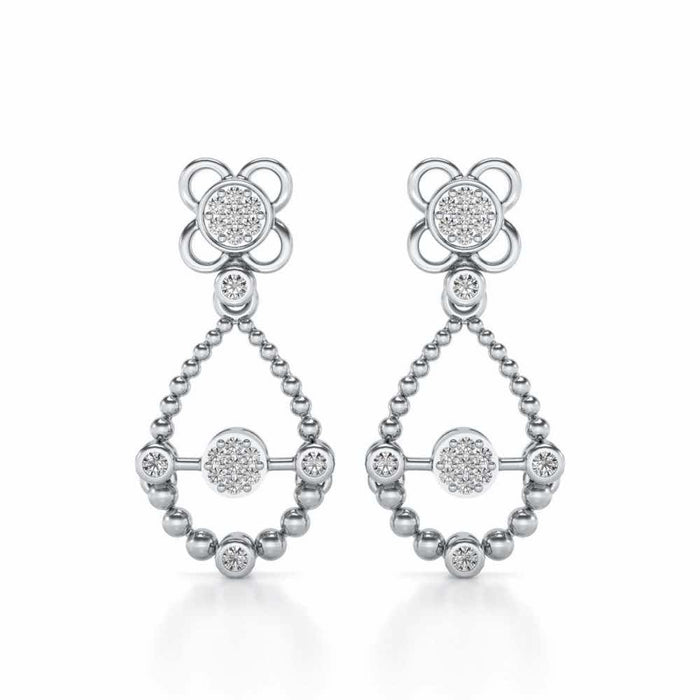 Dazzle Flower Drops Earrings - White Gold - Image 1