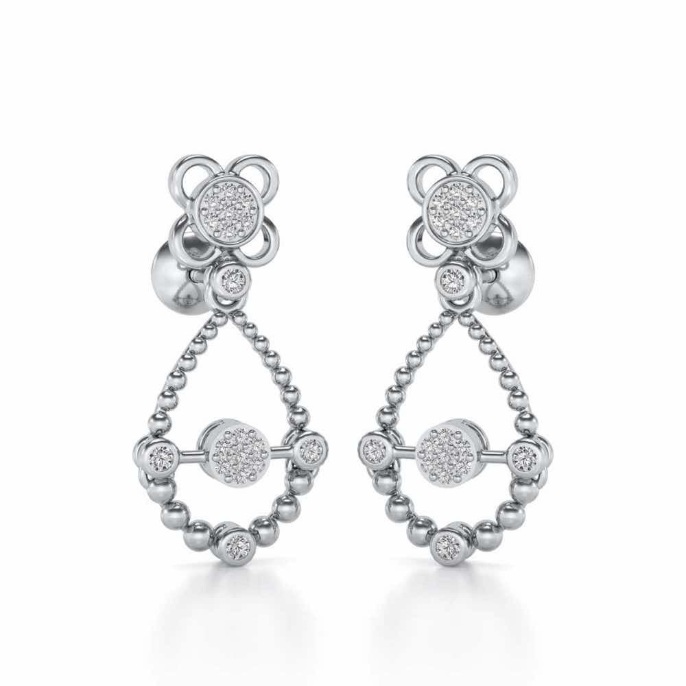 Dazzle Flower Drops Earrings - White Gold - Image 2