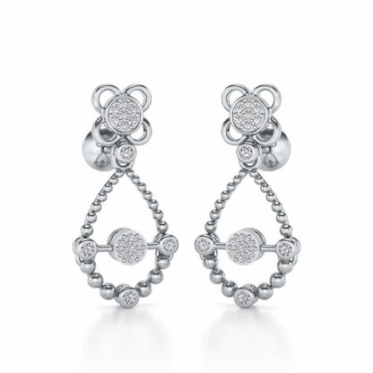Dazzle Flower Drops Earrings - White Gold - Image 2
