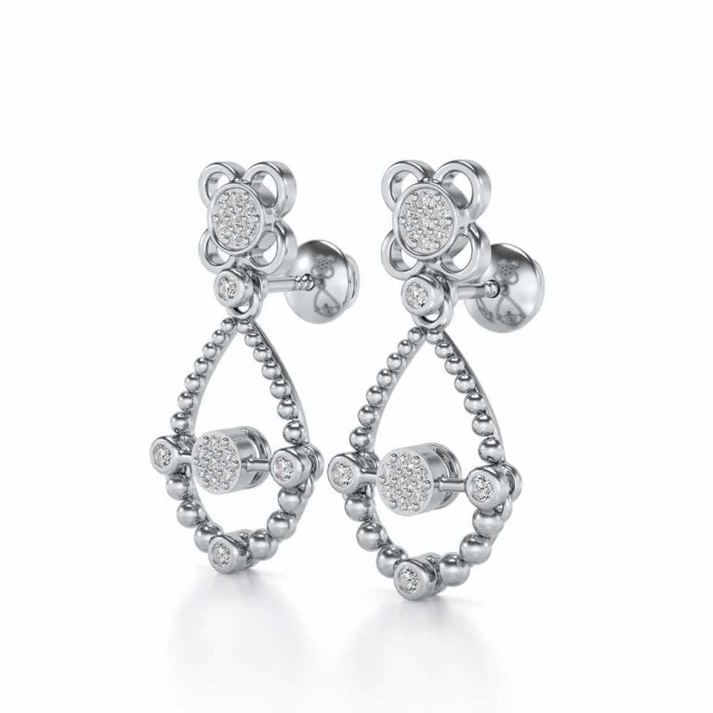 Dazzle Flower Drops Earrings - White Gold - Image 3