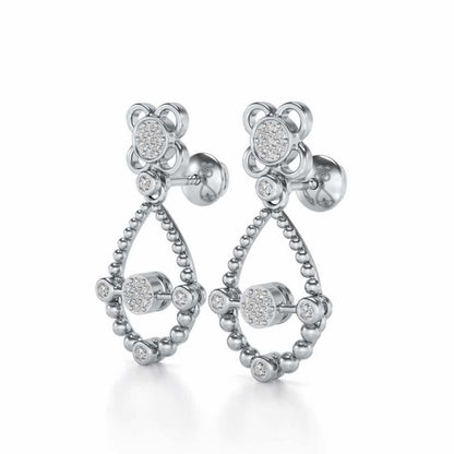 Dazzle Flower Drops Earrings - White Gold - Image 3