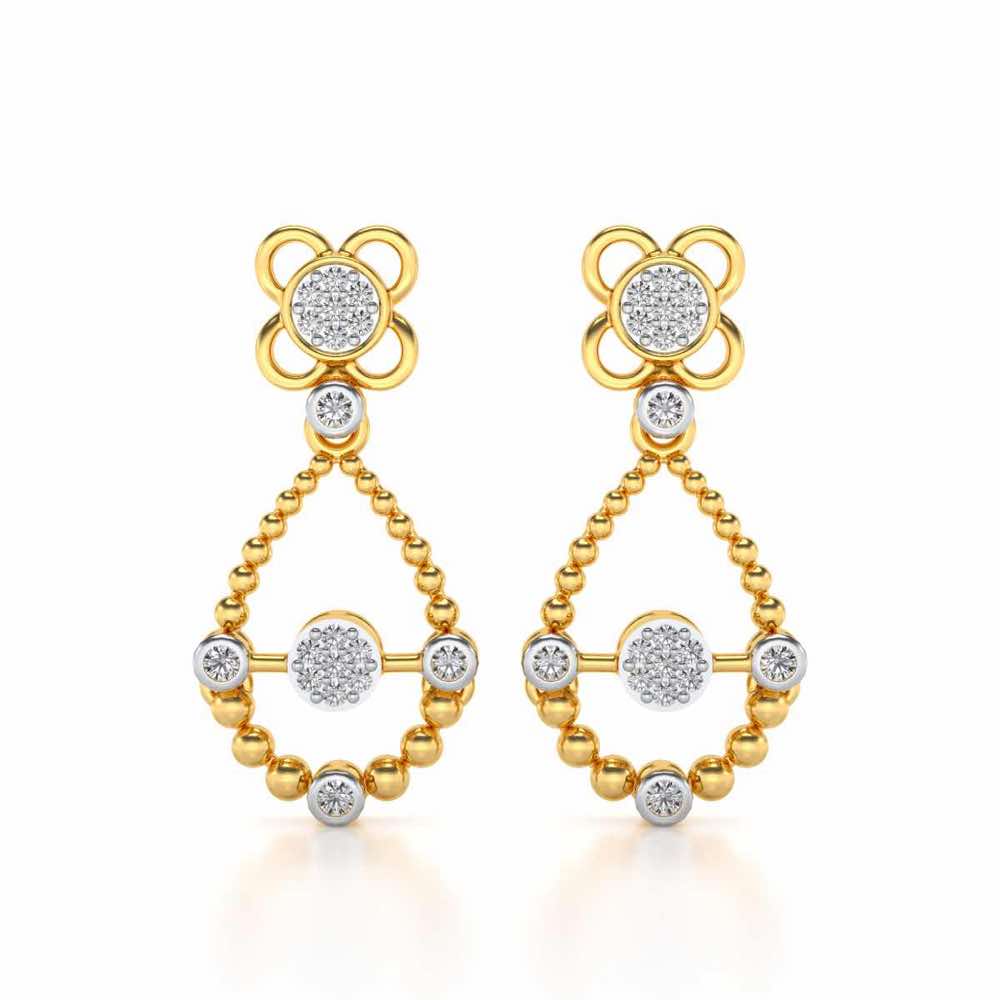 Dazzle Flower Drops Earrings - Yellow Gold - Image 1