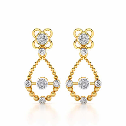 Dazzle Flower Drops Earrings - Yellow Gold - Image 1
