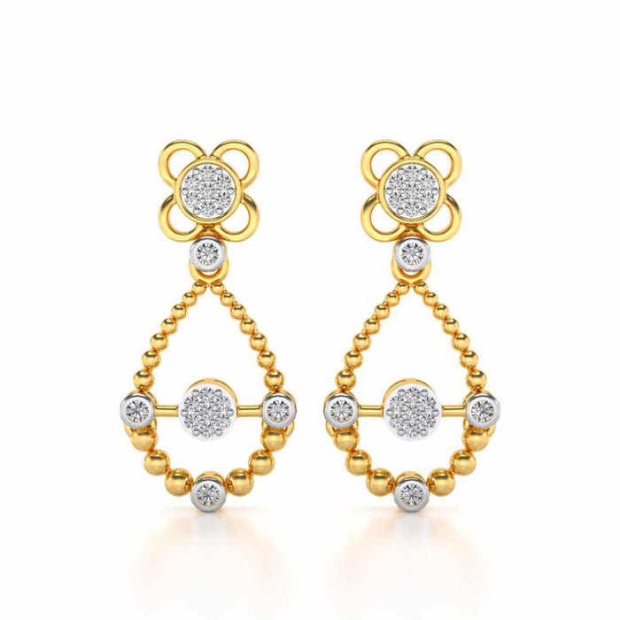 Dazzle Flower Drops Earrings - Yellow Gold - Image 1