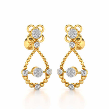 Dazzle Flower Drops Earrings - Yellow Gold - Image 2