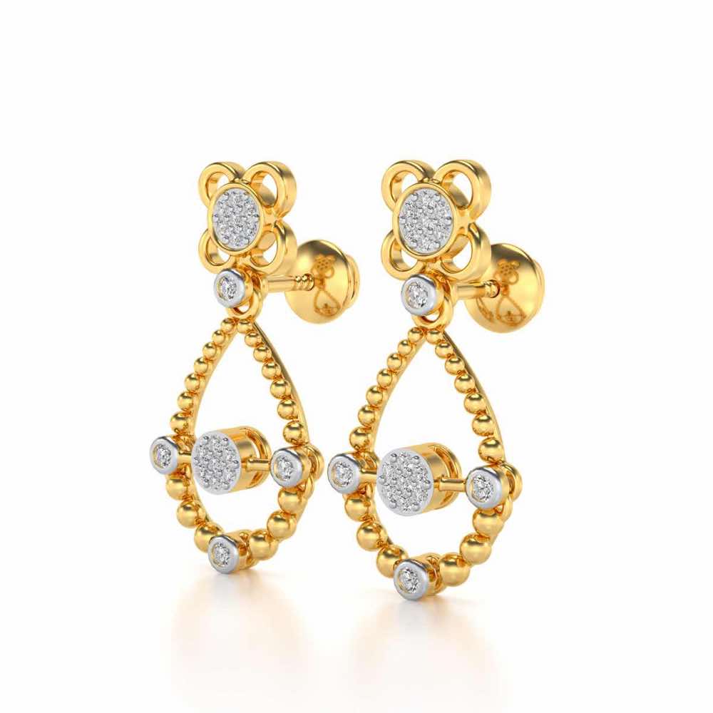 Dazzle Flower Drops Earrings - Yellow Gold - Image 3