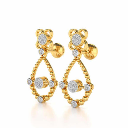 Dazzle Flower Drops Earrings - Yellow Gold - Image 3