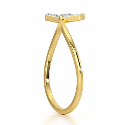 Dazzle Petals Silver Ring - Yellow Gold - Image 3
