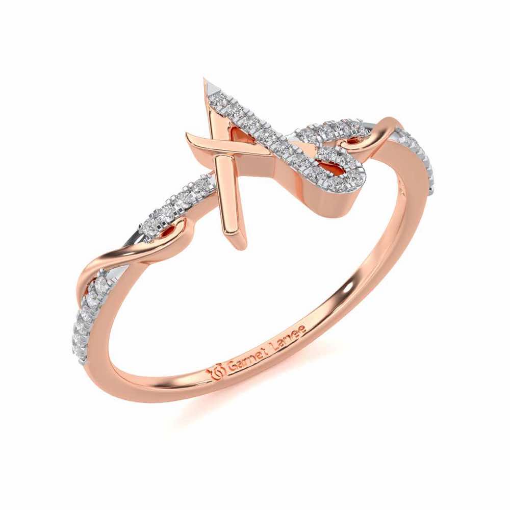 Dazzling A Silver Ring - Rose Gold - Image 1