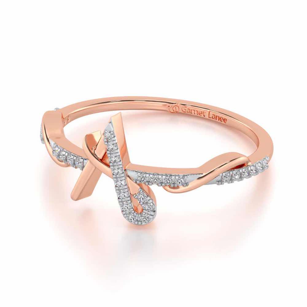 Dazzling A Silver Ring - Rose Gold - Image 2