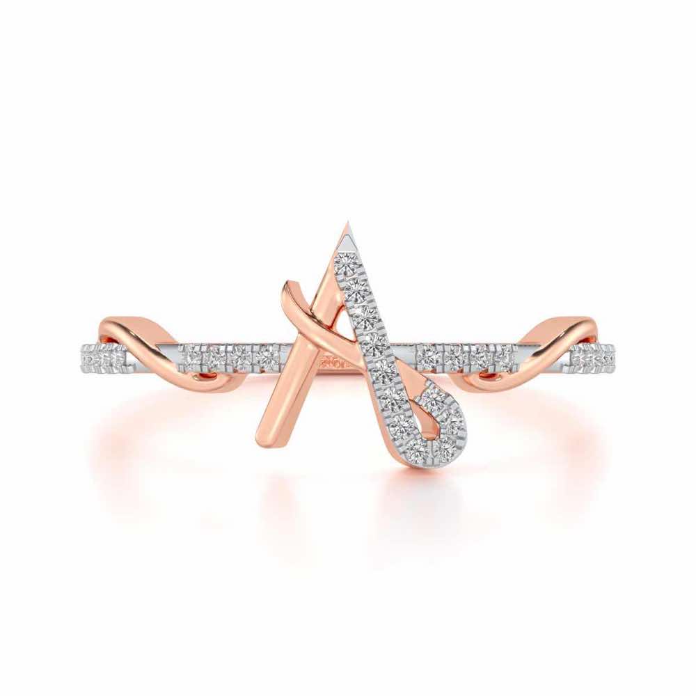 Dazzling A Silver Ring - Rose Gold - Image 4