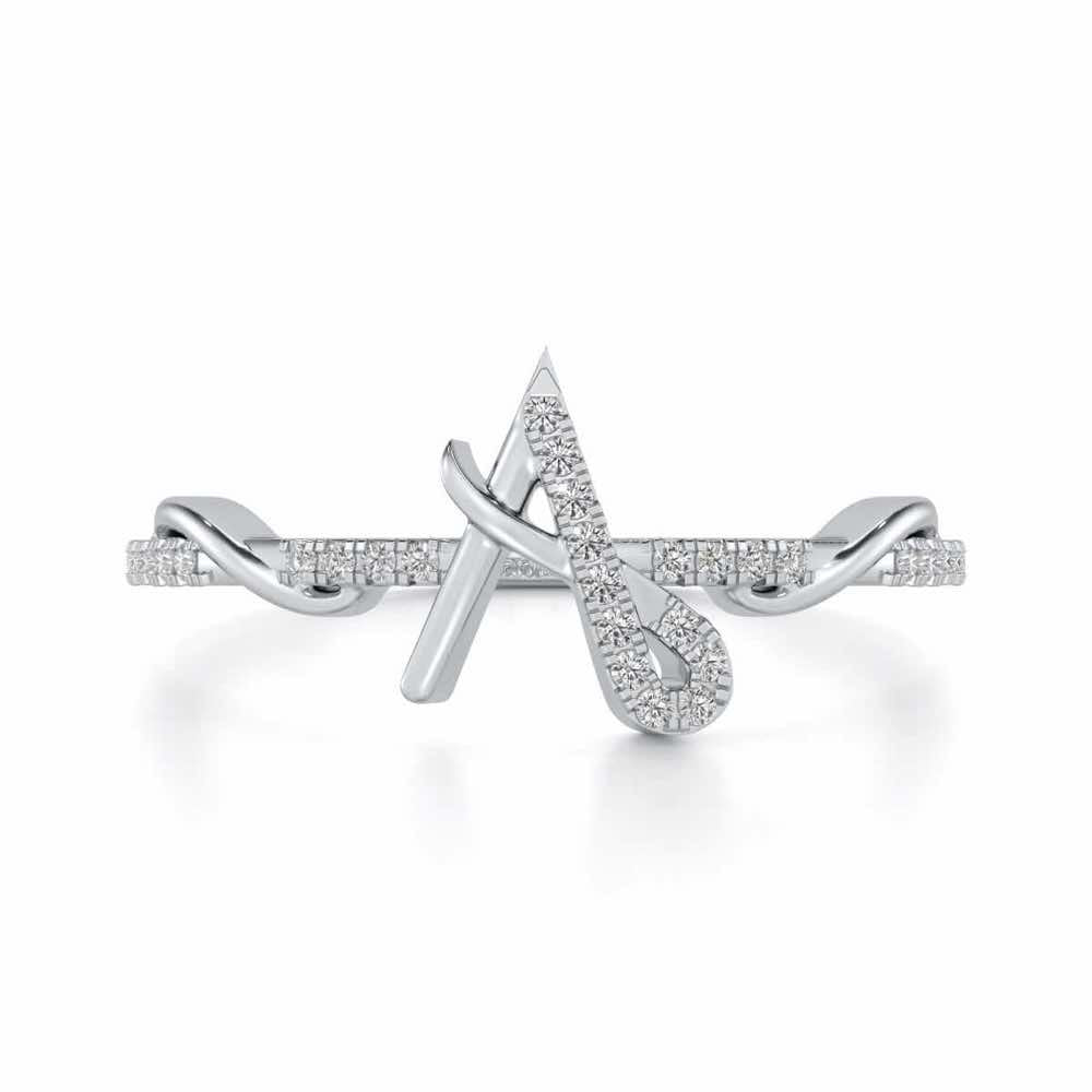 Dazzling A Silver Ring - White Gold - Image 4