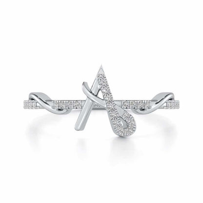 Dazzling A Silver Ring - White Gold - Image 4
