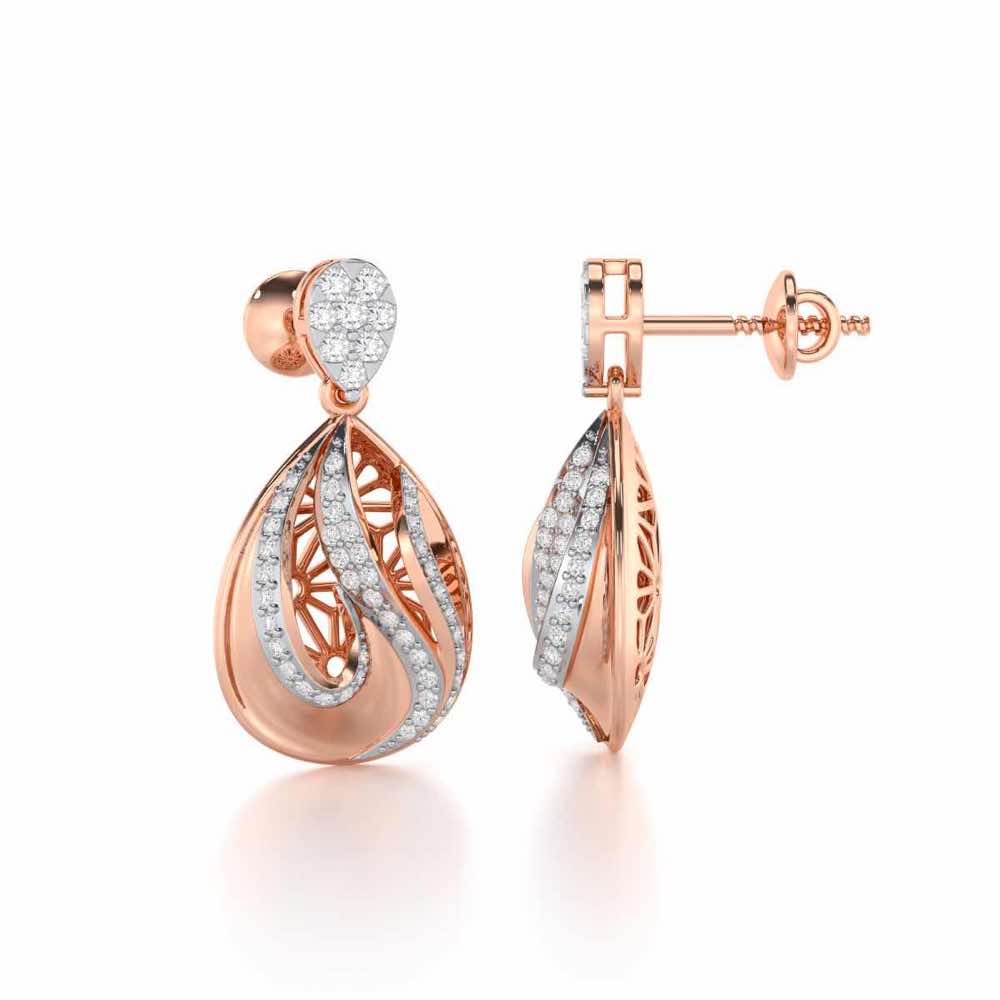 Dazzling Brilliance Silver Earrings - Rose Gold - Image 4
