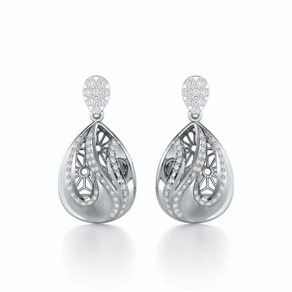 Dazzling Brilliance Silver Earrings - White Gold - Image 1