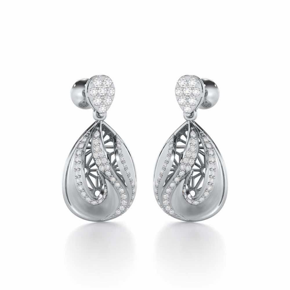 Dazzling Brilliance Silver Earrings - White Gold - Image 2
