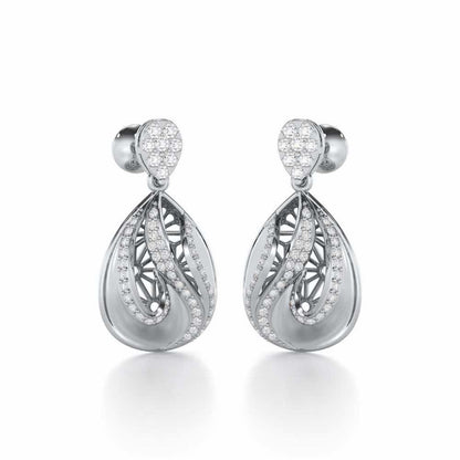 Dazzling Brilliance Silver Earrings - White Gold - Image 2