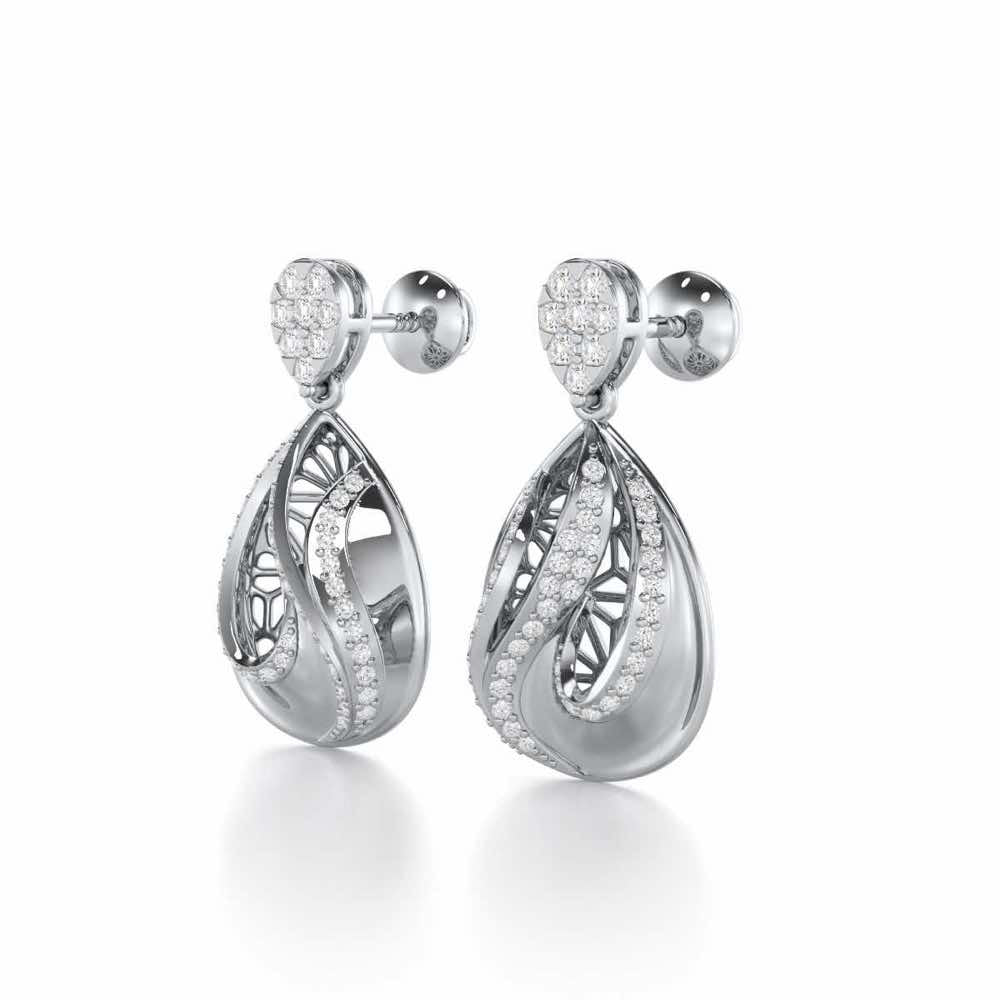 Dazzling Brilliance Silver Earrings - White Gold - Image 3